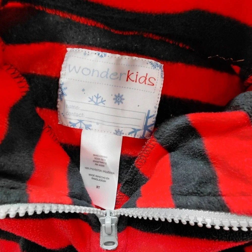 Carters Buffalo Plaid Wonder 3T Red Black Stripe Quarter Fleece Zip‎ Pullover